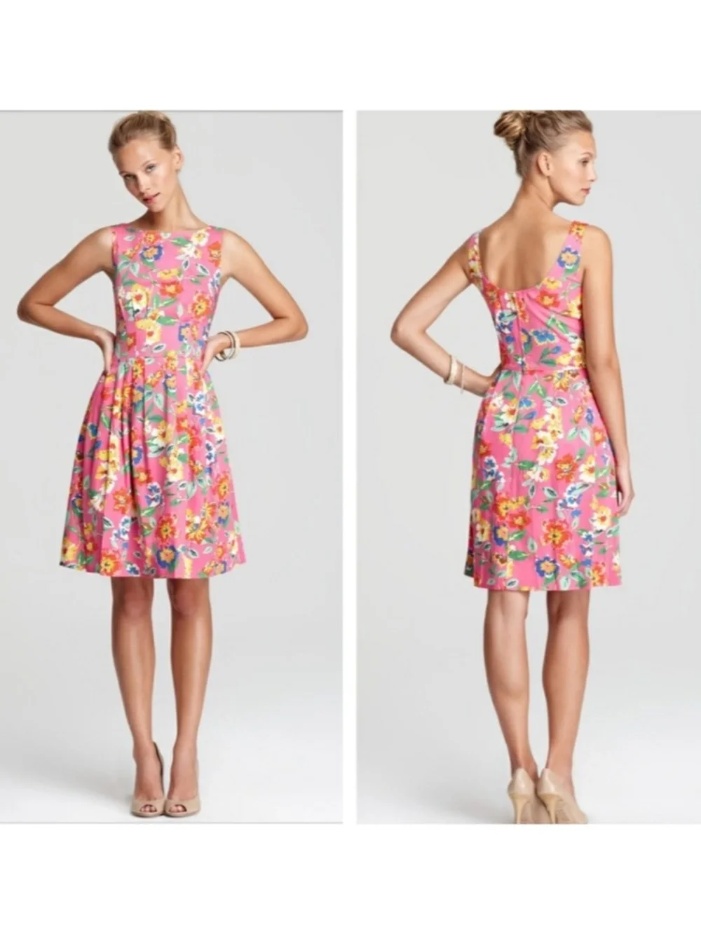 Kate Spade Sonja Pink Floral Pleated Dress Women’s Size 8